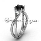 Unique 14kt white gold Three stone engagement ring, Black Diamond VD8212 Unique 14kt white gold Three stone engagement ring, Black Diamond VD8212