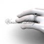 Unique 14kt white gold Three stone engagement ring, Black Diamond VD8212