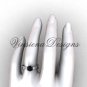 Unique 14kt white gold Three stone engagement ring, Black Diamond VD8212