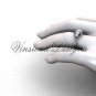 14k white gold Three stone engagement ring,"Forever One" Moissanite VD8220