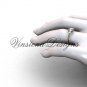 14kt rose gold unique diamond Three stone engagement ring,"Forever One" Moissanite VD8225