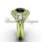 14kt yellow gold unique diamond engagement ring, Black Diamond VD8245