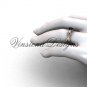 Unique 14kt rose gold Three stone engagement ring,Black Diamond VD8405