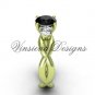 Unique 14kt yellow gold Three stone engagement ring,Black Diamond VD8405