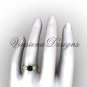 Unique 14kt yellow gold Three stone engagement ring,Black Diamond VD8405