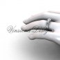 Unique Platinum Three stone engagement ring,"Forever One" Moissanite VD8405
