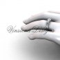14k white gold Three stone engagement ring,"Forever One" Moissanite VD8405