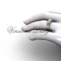 Unique 14kt rose gold Three stone engagement ring, "Forever One" Moissanite VD8405
