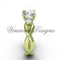 Unique 14kt yellow gold Three stone engagement ring, "Forever One" Moissanite VD8405