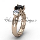 14kt rose gold Three stone engagement ring, Black Diamond VD10017 14kt rose gold Three stone engagement ring, Black Diamond VD10017
