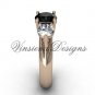 14kt rose gold Three stone engagement ring, Black Diamond VD10017