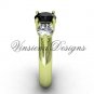 14kt yellow gold Three stone engagement ring, Black Diamond VD10017