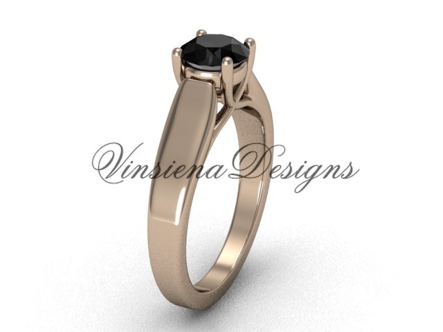 14kt rose gold engagement ring,Black Diamond VD10018