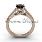 14kt rose gold engagement ring,Black Diamond VD10018
