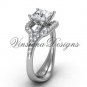 Platinum diamond engagement ring, Princess cut "Forever One" Moissanite center stone VD10033