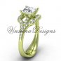 14kt yellow gold diamond engagement ring, Princess cut "Forever One" Moissanite center stone VD10033