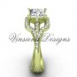 14kt yellow gold diamond engagement ring, Princess cut "Forever One" Moissanite center stone VD10033