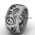 Platinum floral matte finish engagement ring,wedding band VD10034G
