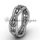 14k white gold Fleur de Lis wedding band VD10032