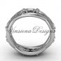14k white gold Fleur de Lis wedding band VD10032