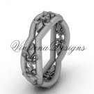 Platinum Fleur de Lis,matte finish wedding band VD10032