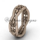 14kt rose gold Fleur de Lis,matte finish wedding band VD10032 14kt rose gold Fleur de Lis,matte finish wedding band VD10032