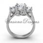 Platinum Three stone engagement ring, "Forever One" Moissanite VD10019