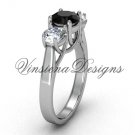 14kt white gold Three stone engagement ring, Black Diamond VD10019