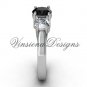 Platinum Three stone engagement ring, Black Diamond VD10019