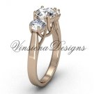 14kt rose gold Three stone engagement ring, "Forever One" Moissanite VD10019 14kt rose gold Three stone engagement ring, "Forever One" Moissanite VD10019