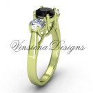 14kt yellow gold Three stone engagement ring, Black Diamond VD10019