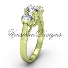 14kt yellow gold Three stone engagement ring, "Forever One" Moissanite VD10019 14kt yellow gold Three stone engagement ring, "Forever One" Moissanite VD10019