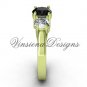 14kt yellow gold Three stone engagement ring, Black Diamond VD10019