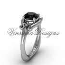 14kt white gold Fleur de Lis engagement ring,Black Diamond VD10022