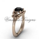 14kt rose gold Fleur de Lis engagement ring,Black Diamond VD10022