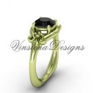 14kt yellow gold Fleur de Lis engagement ring,Black Diamond VD10022 14kt yellow gold Fleur de Lis engagement ring,Black Diamond VD10022