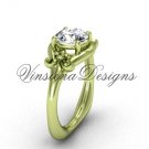 14kt yellow gold Fleur de Lis engagement ring VD10022