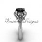 Platinum Fleur de Lis engagement ring,Black Diamond VD10022