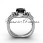 Platinum Fleur de Lis engagement ring,Black Diamond VD10022