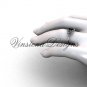 Platinum Fleur de Lis engagement ring,Black Diamond VD10022