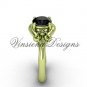 14kt yellow gold Fleur de Lis engagement ring,Black Diamond VD10022