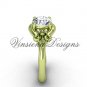 14kt yellow gold Fleur de Lis engagement ring,"Forever One" Moissanite VD10022