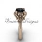 14kt rose gold Fleur de Lis engagement ring,Black Diamond VD10022