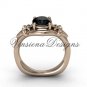 14kt rose gold Fleur de Lis engagement ring,Black Diamond VD10022