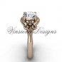 14kt rose gold Fleur de Lis engagement ring,"Forever One" Moissanite VD10022