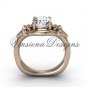 14kt rose gold Fleur de Lis engagement ring,"Forever One" Moissanite VD10022