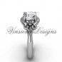 14kt white gold Fleur de Lis engagement ring,"Forever One" Moissanite VD10022