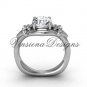 14kt white gold Fleur de Lis engagement ring VD10022