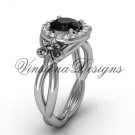 14kt white gold diamond Fleur de Lis engagement ring,Black Diamond VD10023