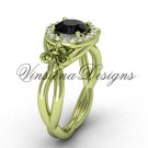 14kt yellow gold diamond Fleur de Lis engagement ring,Black Diamond VD10023